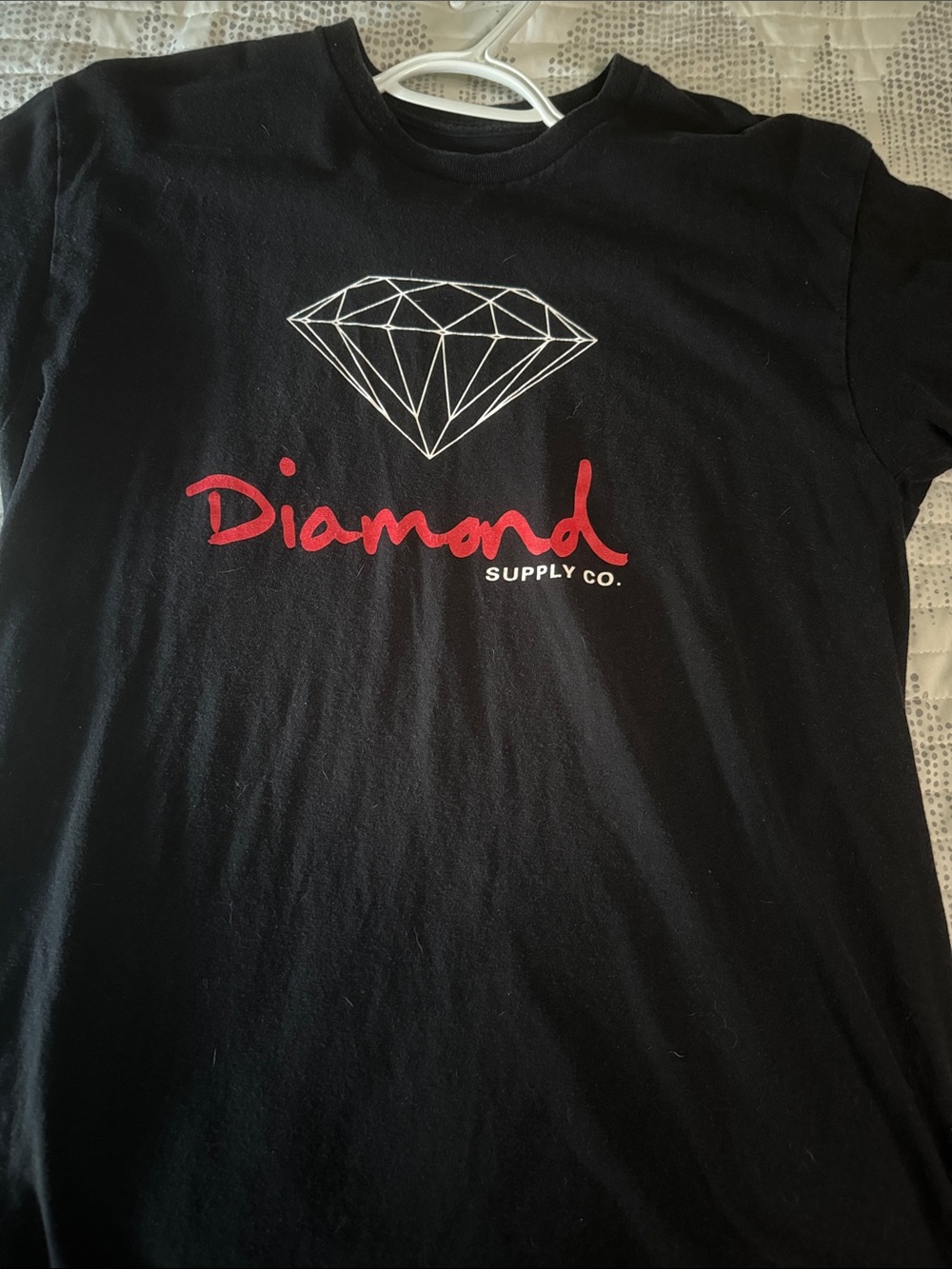 Diamond Supply Co. Black Tee with White Diamond and Red Script